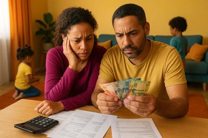 South African family reviewing household bills and finances as interest rates rise.