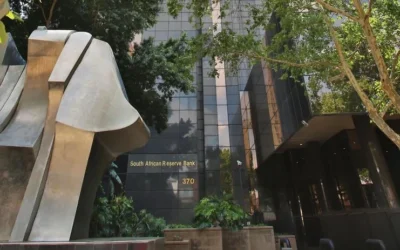 South African Reserve Bank building in Pretoria as the repo rate rises to 7.25%.