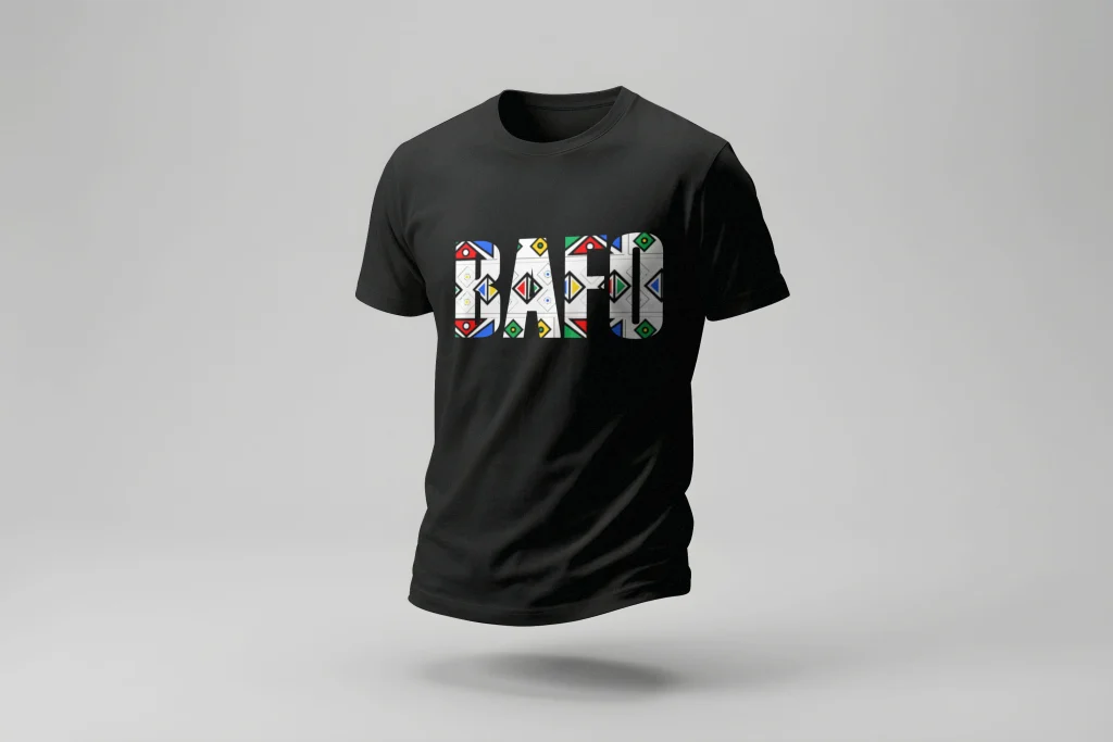 Bentee black ndebele print "Bafo" black T-shirt