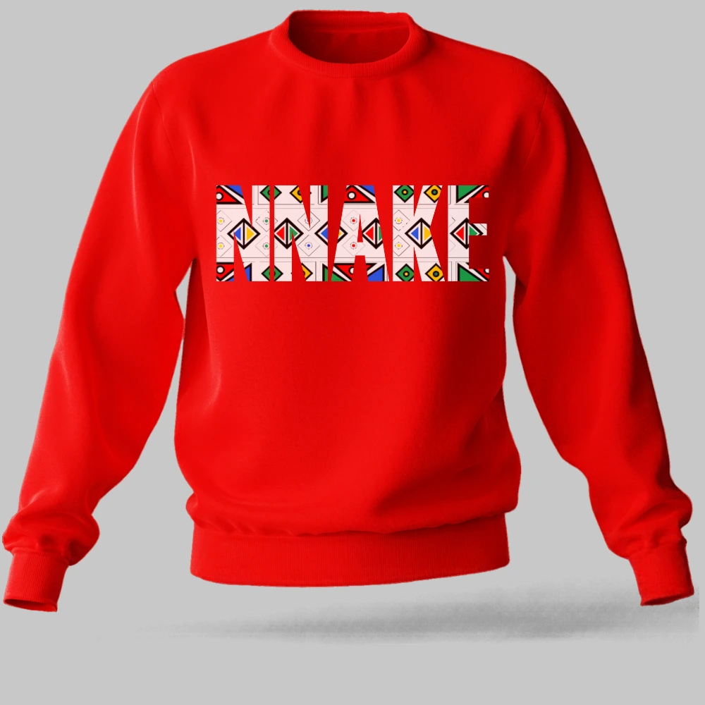 BENTEE  Ndebele print"Nnake" red sweater 